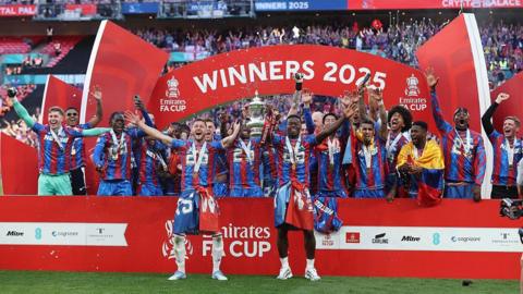 Crystal Palace celebrating winning the FA Cup at Wembley