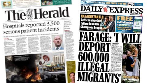 index picture combining the front pages of two newspapers