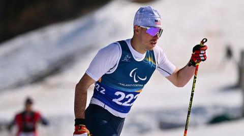 American cross-country skier Jake Adicoff in action at the Winter Paralympics