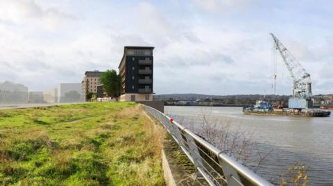 An artist's impression of how the proposed flats at Acorn Wharf in Rochester.