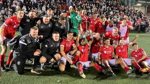 Jersey Bulls celebrate winning the play-off final