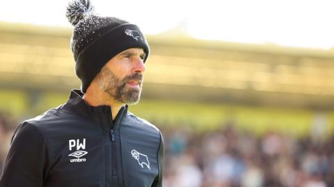 Paul Warne on the touchline as Derby County boss