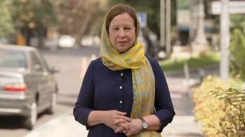 Lyse Doucet on a street in Tehran, Iran