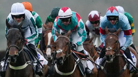 A general view of runners at Ascot Racecourse