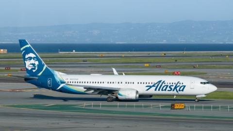 Alaska Airlines Boeing 737-990 prepares for takeoff at San Francisco International Airport on March 16, 2024 in San Francisco, California.