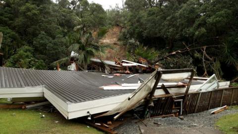 A collapsed house