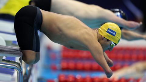 Australian swimmer Ahmed Kelly in action