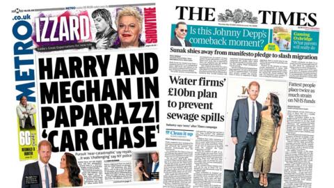 Front pages of Metro and the Times, 18 May 2023