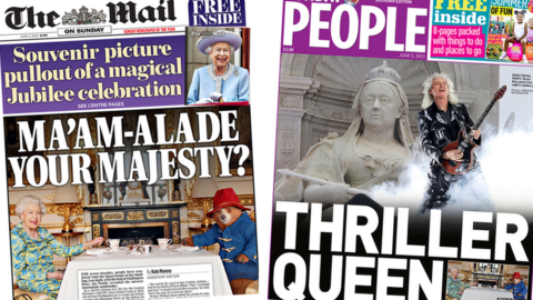 Daily Mail and Sunday people front pages