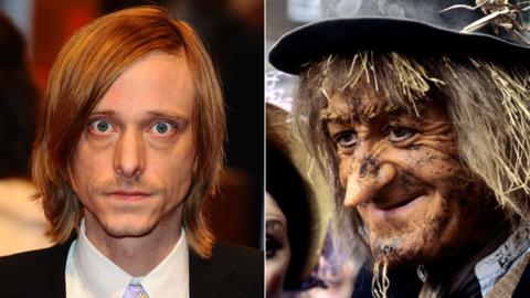 Mackenzie Crook and Jon Pertwee as Worzel Gummidge