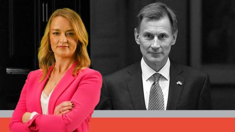 Composite graphic of Laura Kuenssberg and Chancellor Jeremy Hunt