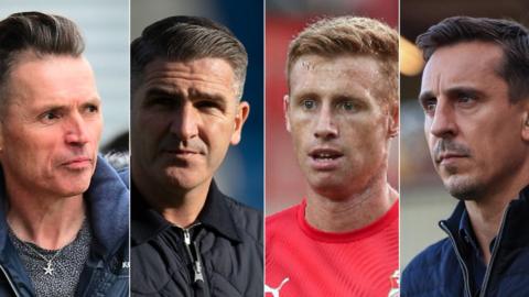 Dale Vince, Ryan Lowe, Eoin Doyle and Gary Neville