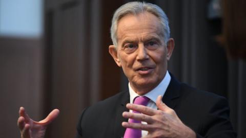 Tony Blair speaking in London