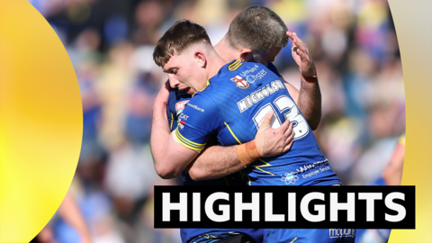 Warrington players celebrate their win over Leigh