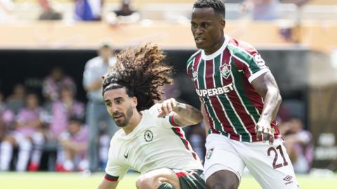 Jhon Arias playing for Fluminense against Chelsea