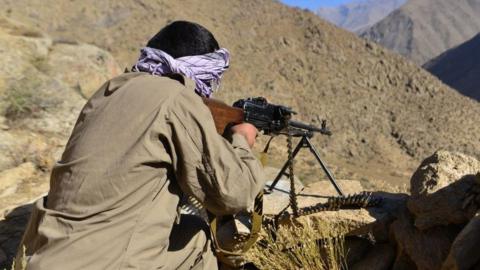 An anti-Taliban machine-gunner in Panjshir, 2 September