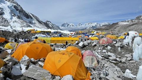 Everest's Camp 2 seen during the 2021 climbing season