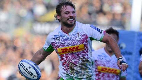 Will Evans celebrates a try