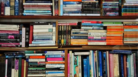 Loads of books on bookshelves