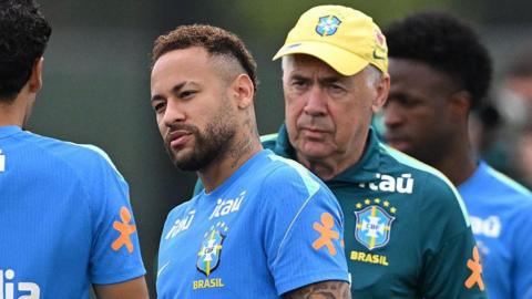 Neymar and Carlo Ancelotti