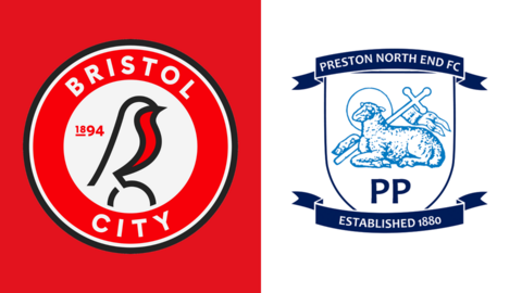 Side-by-side of Bristol City and Preston North End club badges