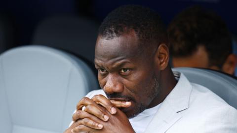 Pape Thiaw sat in the dugout at Senegal's match against Belgium at the 2026 World Cup