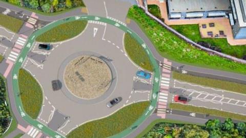 An artist's impression of what the new roundabout will look like once it is complete