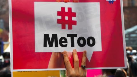 Sign saying MeToo from Seoul in 2018