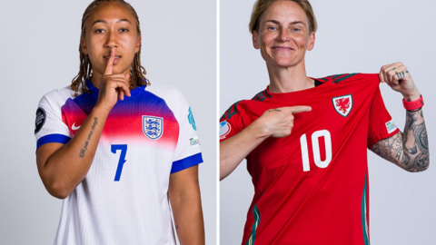 England's Lauren James and Wales' Jess Fishlock