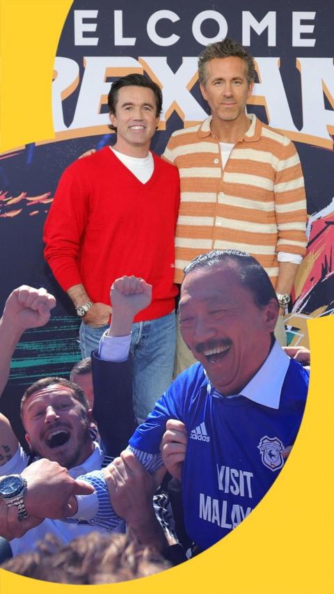 Wrexham owners Rob Mac and Ryan Reynolds (top) and Cardiff City owner Vincent Tan