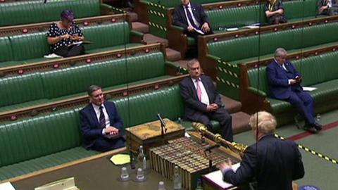 Ed Davey and front benchers at PMQs