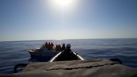 Migrants off Libya - file image