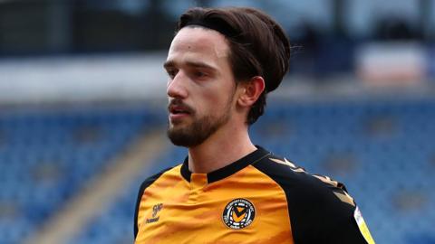 Liam Shephard in action for Newport County in 2020-21