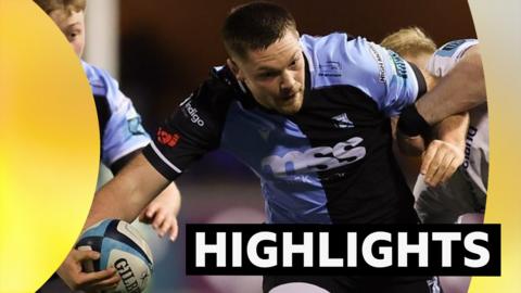 Ben Donnell of Cardiff looks to offload against Leinster in the URC