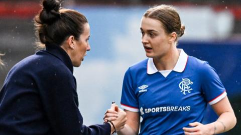 Rangers head coach Leanne Crichton with Eilidh Austin