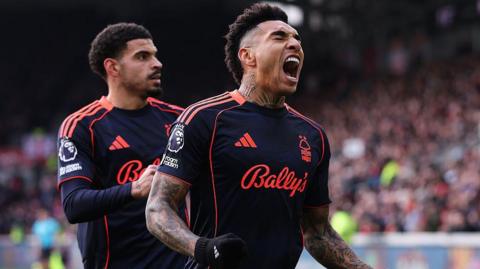 Igor Jesus celebrates a goal