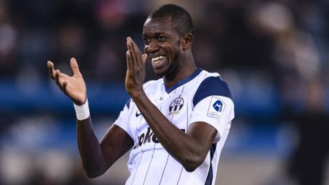 The Gambia and FC Zurich's Assan Ceesay celebrating