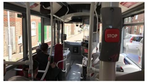 inside of a bus