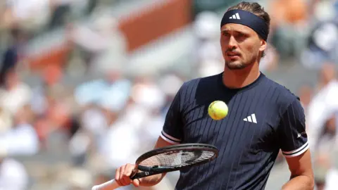 Alexander Zverev hits the ball