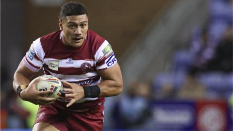 Patrick Mago of Wigan Warriors running with the ball