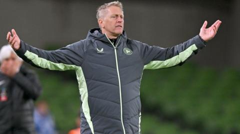 Republic of Ireland manager Heimir Hallgrimsson gestures in frustration