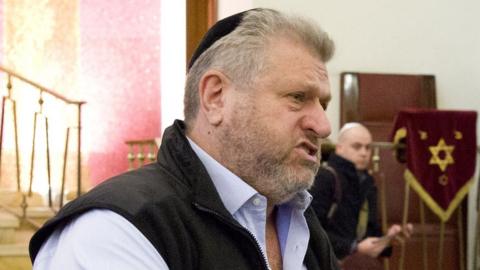 Rabbi Barry Marcus speaking at the London Central Synagogue in London on 19 February 2015