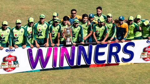 Pakistan with the T20 series trophy