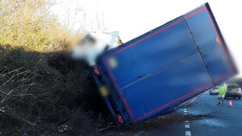 Crashed lorry