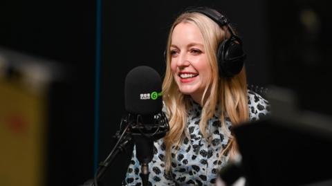 Lauren Laverne in the BBC 6 Music studio