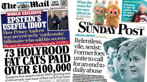 The front pages of the Scottish Mail on Sunday and the Sunday Post