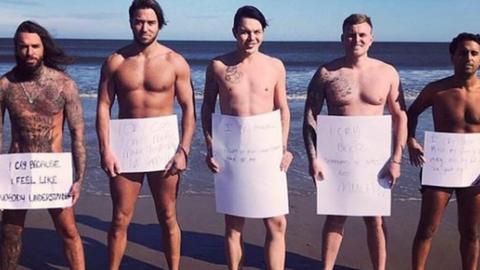Towie cast holding signs saying why they cry