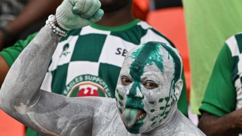 A Nigerian fan watching an Afcon match in Ivory Coast.