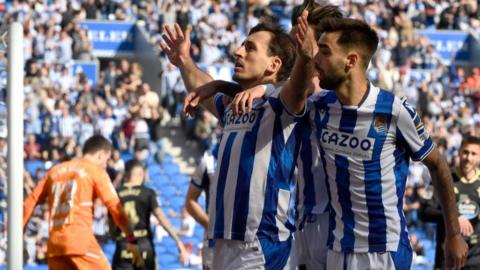Mikel Oyarzabal celebrates for Real Sociedad