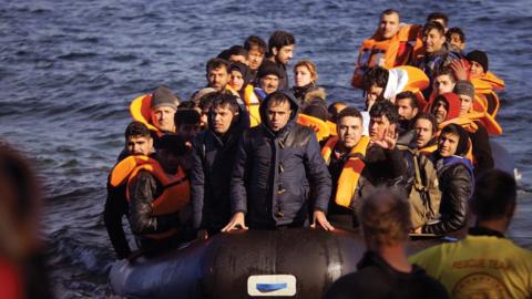 Refugees in boat